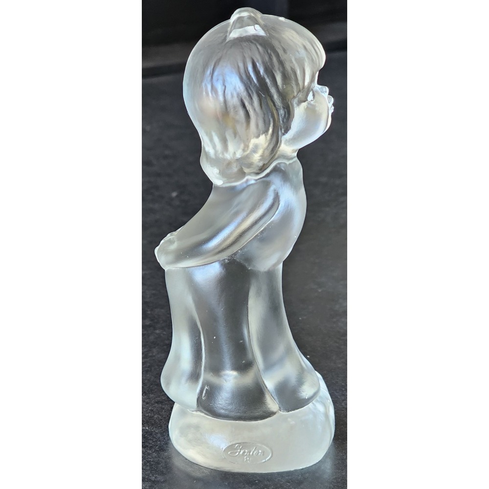 Fenton Glass Kissing Girl Clear Frosted Figurine Vintage Home Decor Shelf Sitter